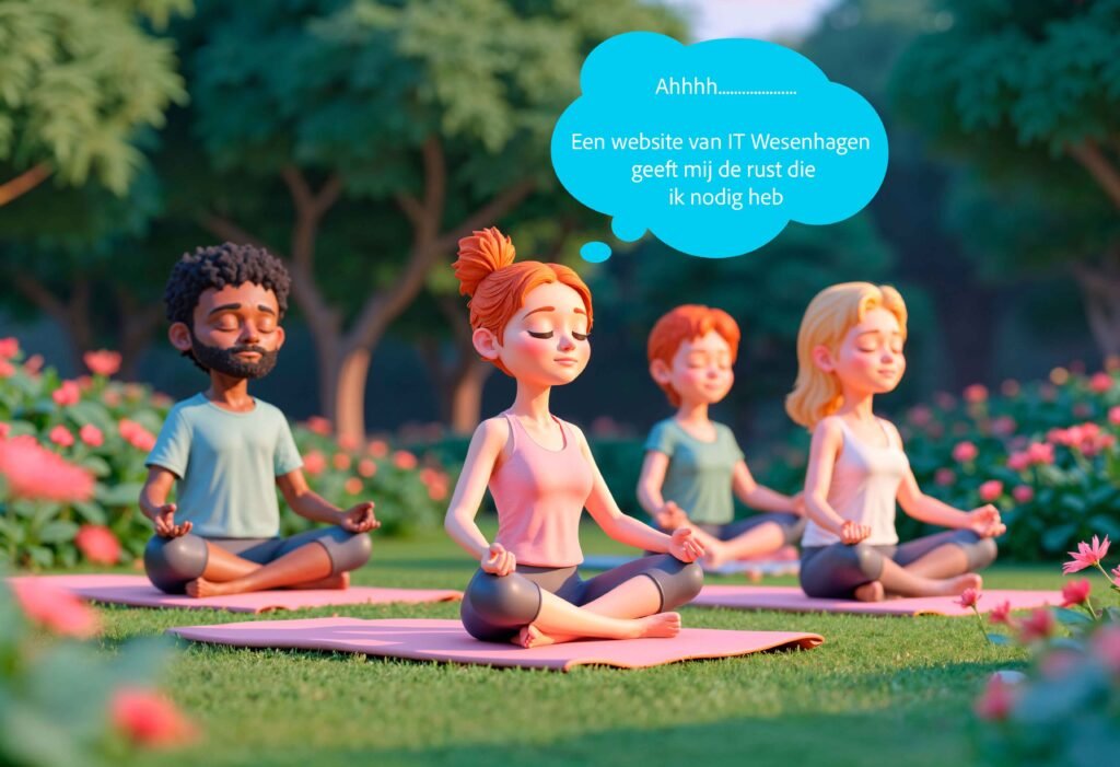 cartoon-friends-meditating-website-webshop-gafisch-ontwerp